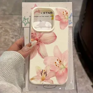 Pink lily and lychee pattern phone case, compatible with iPhone 17/16/15/14/13/12/11/X/XS/XS Max, suitable as a gift for friends and family, Flower, Cover, Accessories, Smartphone