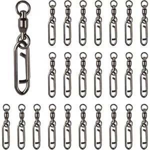 &25Pcs Fishing Speed Clips Quick Change Fishing Snap Swivels Fishing Power Clips Ball Bearing Swivels Fishing Clips Lures Quick Snap Connector Tackle for Saltwater Freshwater 44lb