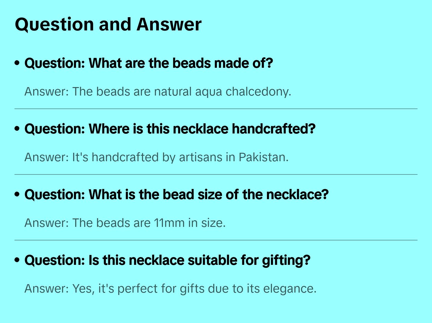 Aqua Chalcedony Beaded  Necklace