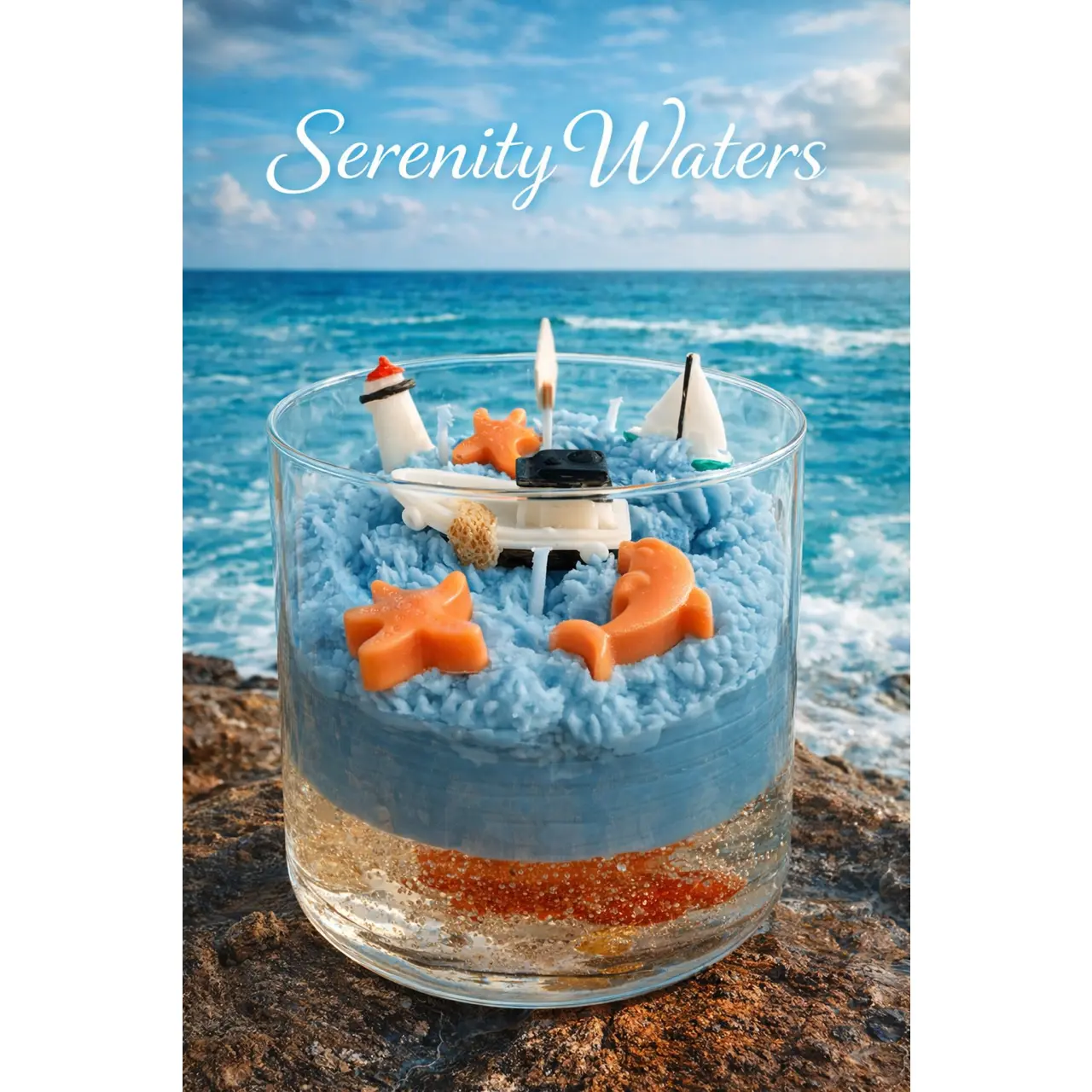 Serenity Waters Candle- Limited Edition Ocean Breeze Non-Toxic Soy Candle