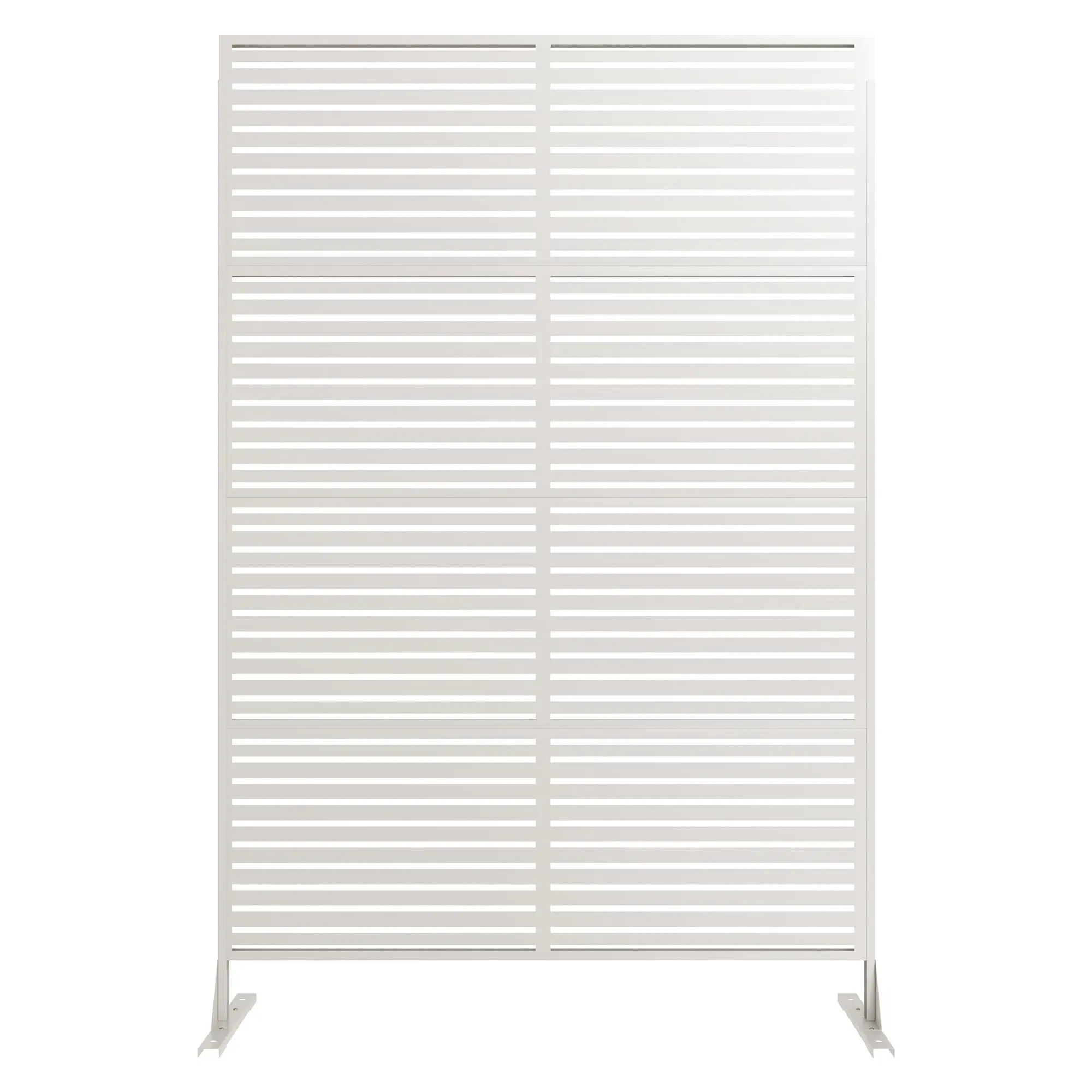 2-Pack White Corrosion Res. Iron Fence Panels, 117x180cm Long Slat Privacy Screens, Outdoor Patio Dividers, Pack Of 2