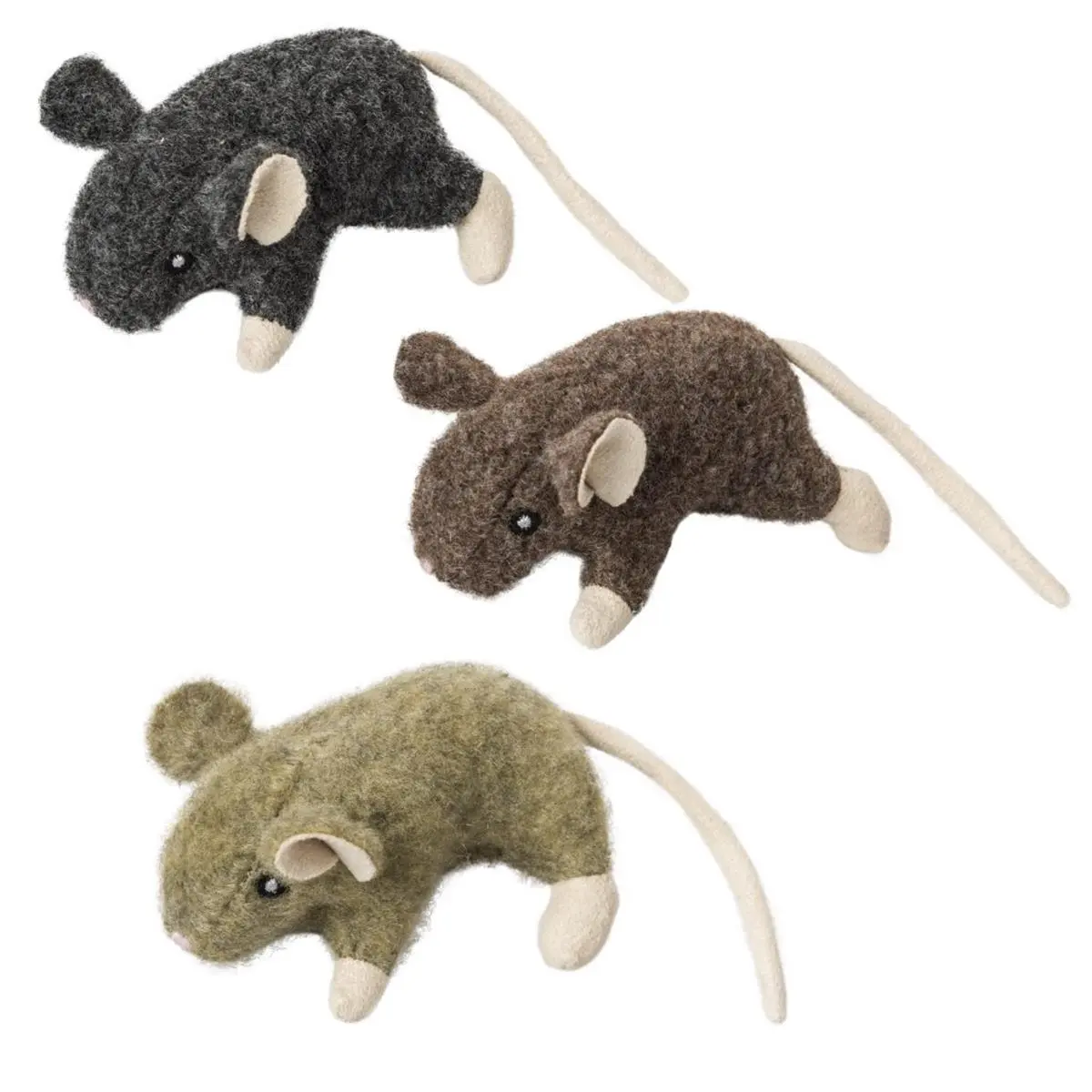 Ethical Products EP52084 Wool Plush Catnip Mouse Toy - 3.5 in. Small Size, Assorted Colors, Lifelike Look for Cat Chasing Fun