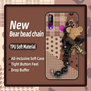 Simplicity soft case Phone Case For LG W30/LM-X440IM/X4430IM Waterproof silicone cute Black pearl pendant Skin-friendly feel protective case Dirt-resistant Cartoon Back Cover