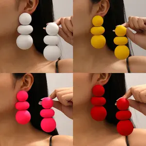 Chunky Triple Gold Ball Earrings, Smooth Polished Orb Drop Earrings, Dainty Lightweight Fashion Earrings for Daily Party Outfit