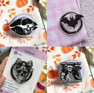 (4 Options) Gothic Vibes Phone Grip, Kiss of Death Aesthetic Phone Stand, Dark Horror Aesthetic Cell Phone Holder, Edgy Grunge Tech Accessory, Unique Gift for Goth Girls