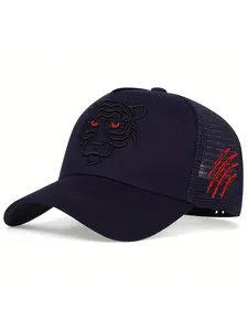 Men's Tiger Head Baseball Cap Adjustable Casual Hats, Fashion Hat for Sports & Daily Wear, Unique Outdoor Activity Design, Stylish & Comfortable, Embroidered Hat