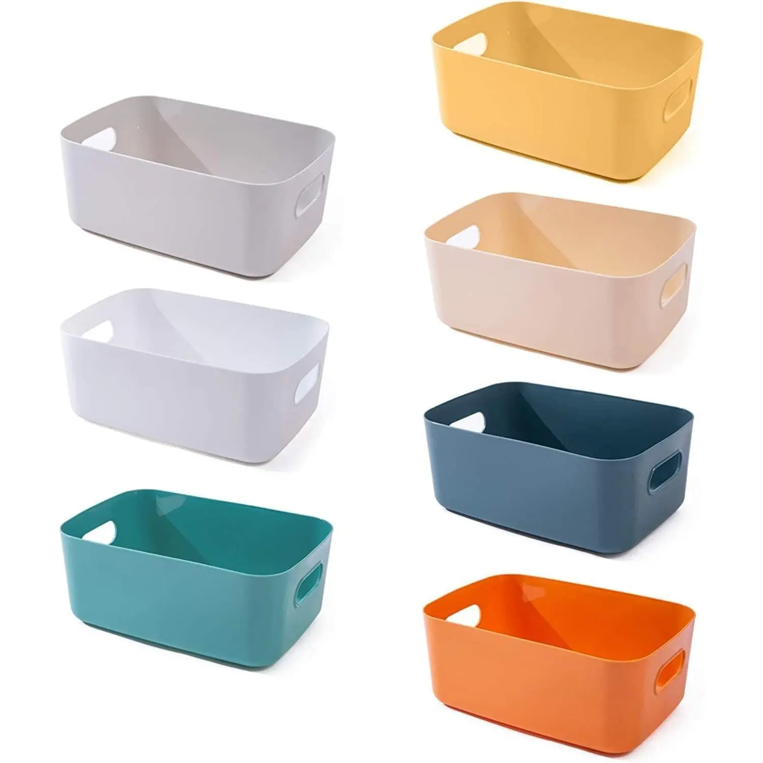 7-Pack Plastic Storage B-ins 4.2L, Small Organizer Bins for Classroom Kitchen Pantry Bathroom, Clear Storage Baskets for Shelves, Durable Containers for Bath Toy Storage & Home Organization