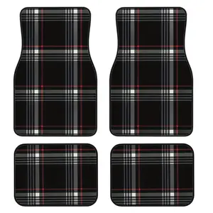 4-Piece Vintage British Checkered Car Floor Mats Set, Universal Fit for All Vehicles, Easy Clean, Comfortable and Protective