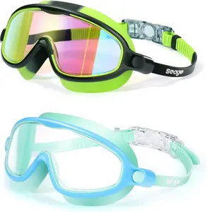 Seago Swim Goggles 2 Pack Anti-Fog Anti-Uv Wide View Swimming Goggles for Kids 3-14