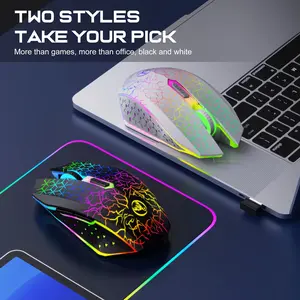 Dual Wireless Mouse RGB Backlit Mute Button Ergonomic Design, Rechargeable Gaming Mouse for Laptop, Right Hand Orientation