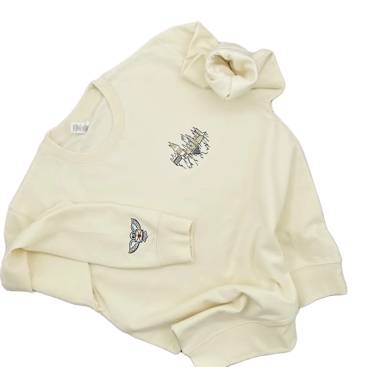 Harry Potter Hogwarts castle embroidered sweatshirt crewneck with sleeve embroidery
