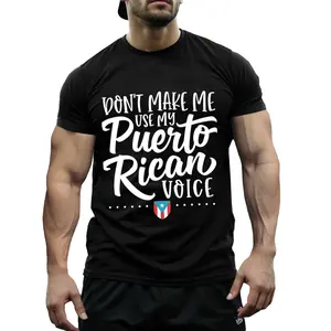 Puerto Rico Flag Pattern Letter Print Casual T-Shirt for Men Round Neck Short Sleeve Trending New Wave Style Summer Streetwear Top