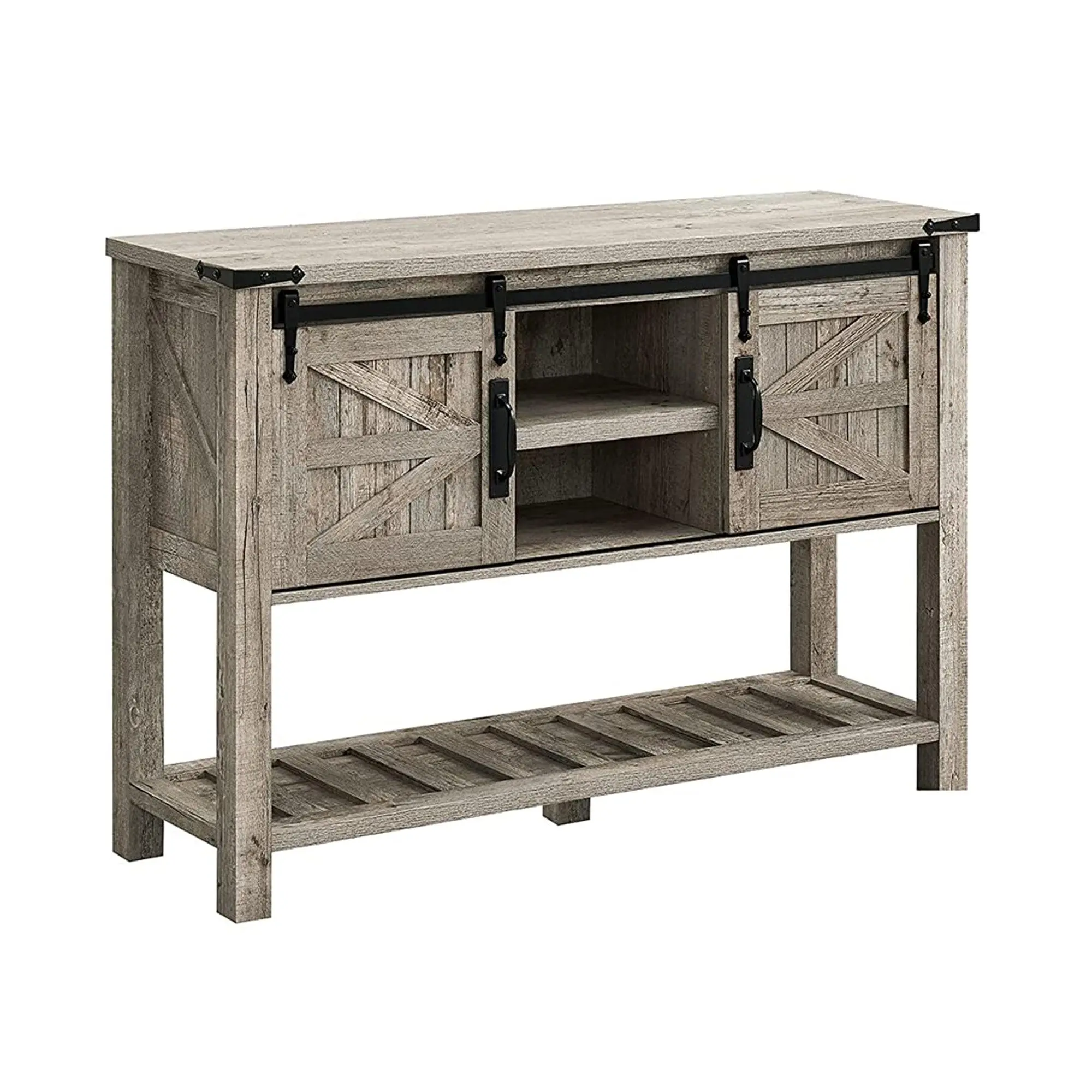 OKD Farmhouse Console Entryway Table with Sliding Barn Doors, Light Rustic Oak OKD Farmhouse Console Entryway Table with Sliding Barn Doors, Light Rustic Oak