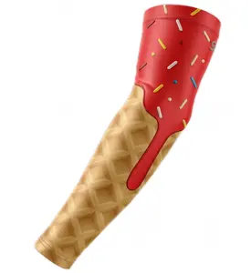 Baseball Sports Compression Arm Sleeve Cherry Red Ice Cream Cone Sprinkles