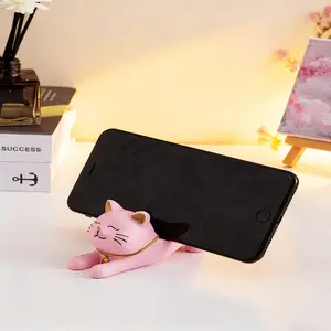 Cute Cat Resin Statue, Phone Stand & Desktop Decor, Smooth Edge Scratch-Resistant Design, Perfect for Balcony & Lounge Areas