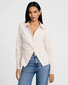 Express Fitted Ruched Cutaway Shirt