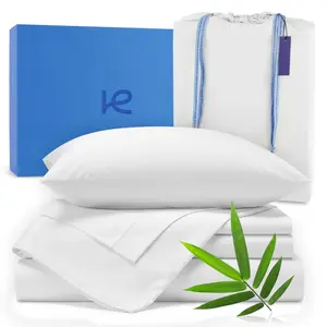 Kickoff Viscose Bamboo Sheets 100% Organic Bamboo Viscose Bed Cooling Sheets Set Cool Bedding for hot Sleepers Sheet, Flat, Fitted, Pillowcases