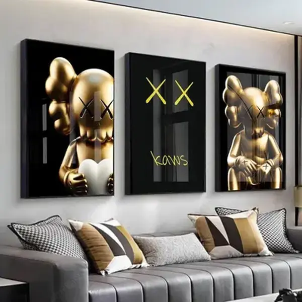 Kaws HypeBeast Wall Art Set Of 3 Poster , "KINTSUGI" Kaws Style HypeBeast Decor Set, Decorative HypeBeast Art, Hype Beast Decor