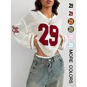 Hollow Football Y2k Sweater Women Streetwear Retro Fashion Pullover Knitted Sweater Girls Knitwear Tops Women_s & Men_s Couple Same Style Knit_yyth