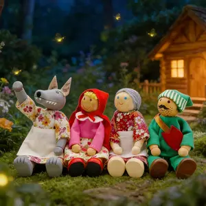 4pcs Wooden Puppet Figurines Set, Perfect for Living Room & Bedroom Decor, Ideal Christmas Birthday Valentine Gift, Home Decoration, Doll Figurines