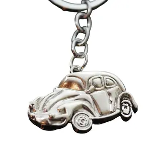 Vintage Love Bug Beetle Car Hippie 70's 60's Silver Pendant Keychain Gift
