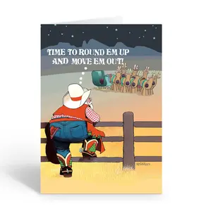 Stonehouse Collection Western Cowboy Santa Christmas Cards – Southwest Holiday Card, Time to Roound ’Em Up and Move ’Em Out! – 12 Boxed Holiday Cards with Envelopes – Made in USA