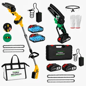 Cut Branches Effortlessly! 6Inch Portable Cordless Mini Chainsaw：Available with Extension Pole Without Extension Pole.2 Batteries+Charger+Carrying Bag+ Accessories. Perfect for Yard Work, Tree Trimming & DIY Cutting.Gift for Men Dad Husband  Chainsaw