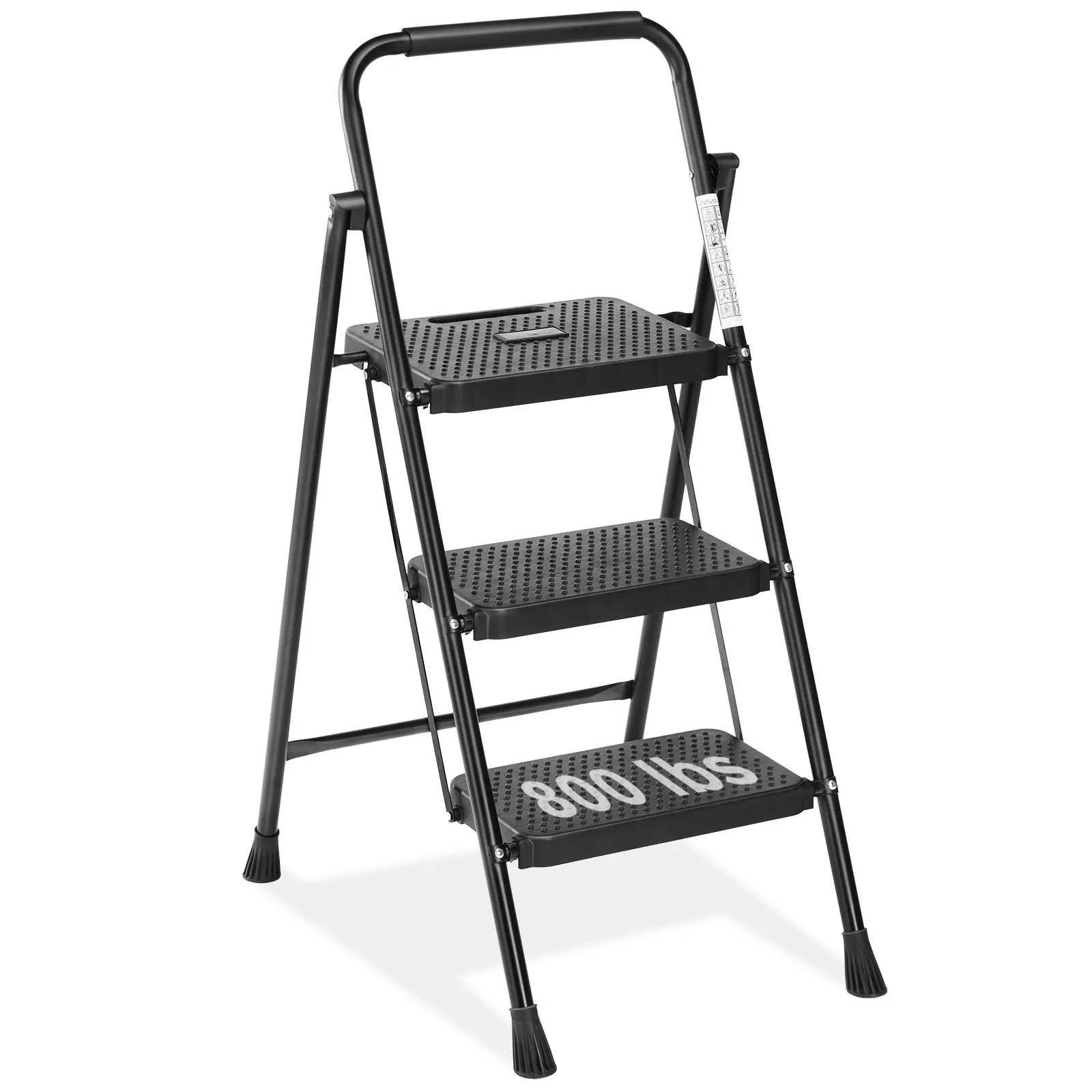 Folding 3 Step Ladder with safety buckle stable and safe,800lbs Sturdy Portable Ladder, Folding Step Stool with Wide Anti-Slip Pedal, Cushioned Handle, Lightweight Step Stool for Home Kitchen and Outdoor Construction Design