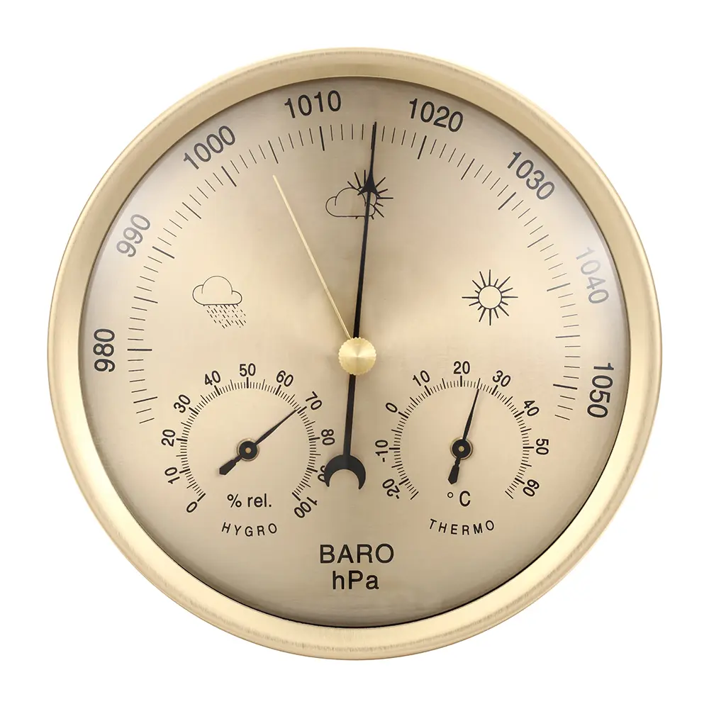 3-in-1 Temperature, Humidity, and Barometer Weather Forecasting Mechanical Wall Clock for Home