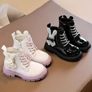 NewChic Girls' Ankle Boots - Comfortable & Stylish with Cartoon Design, Zip Closure for Spring/Fall