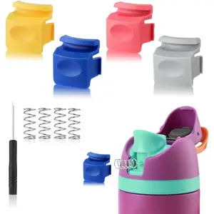 4pcs Replacement Button Compatible with Owala FreeSip 24oz 32oz, Water Bottle Lid Mouth Push Switch Top Cap Seal Stopper Replacement Parts for Owala 16/19/24/32/40oz Accessories, 4 Colors