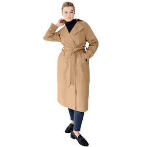 ellos Double-Breasted Belted Trench Raincoat - 14/16, Soft Camel