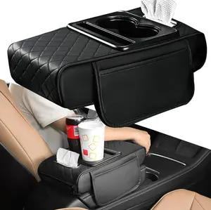 Car Center Console Armrest Storage BoxMultifunctional Car Armrest Storage Box withUniversal Cup Holder, Automotive InteriorAccessories for Daily Use, Car StorageOrganizers,Car Seat Organizer arm rest pad
