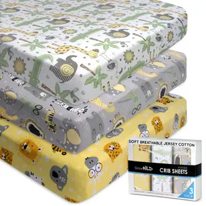 GROW WILD Crib Sheets for Boys | Baby Crib Sheets (3 Pack), Safari Crib or Toddler Bed Sheet,  Baby Sheet