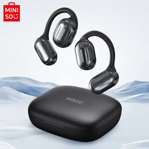 MINISO OWS Open Wireless Bluetooth Earphones - Plastic & Metal Build, No Jack Audio, HIFI Audio, Low Latency Gaming Mode, IPX5 Water Repellent, Touch Control, Comfortable On Ear Fit, Universal Mobile Compatibility