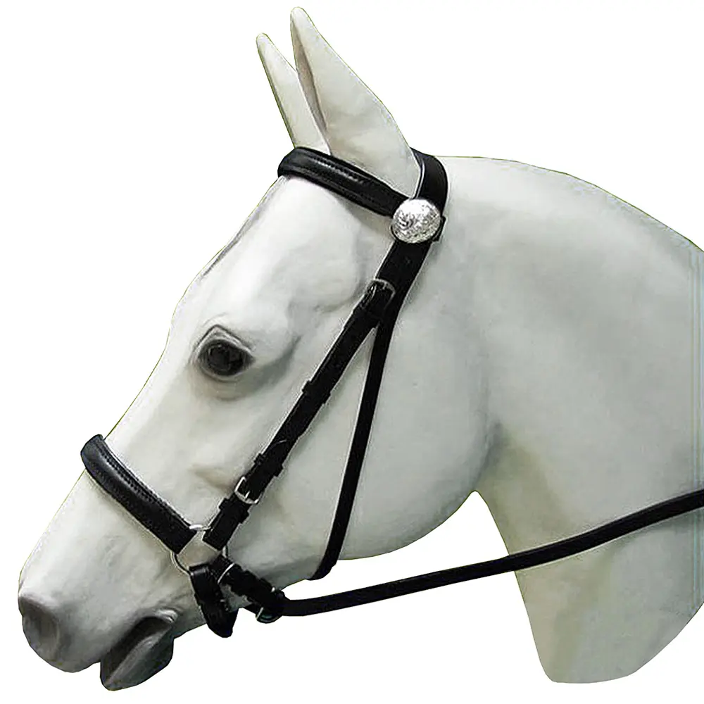 Hilason Leather Bitless Bitfree English Bridle With Reins Black
