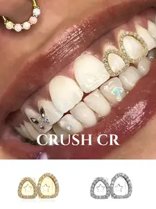 CRUSH CR Minimalist 14K Gold Plated Star Grillz for Women, Teeth Cover Girls, Hollow Teardrop Design with 5A+ CZ Accents, Hypoallergenic and Removable, Daily Street Style, Brunch Dates, Festival Casual Hangouts, Timeless Y2K Dental Jewelry