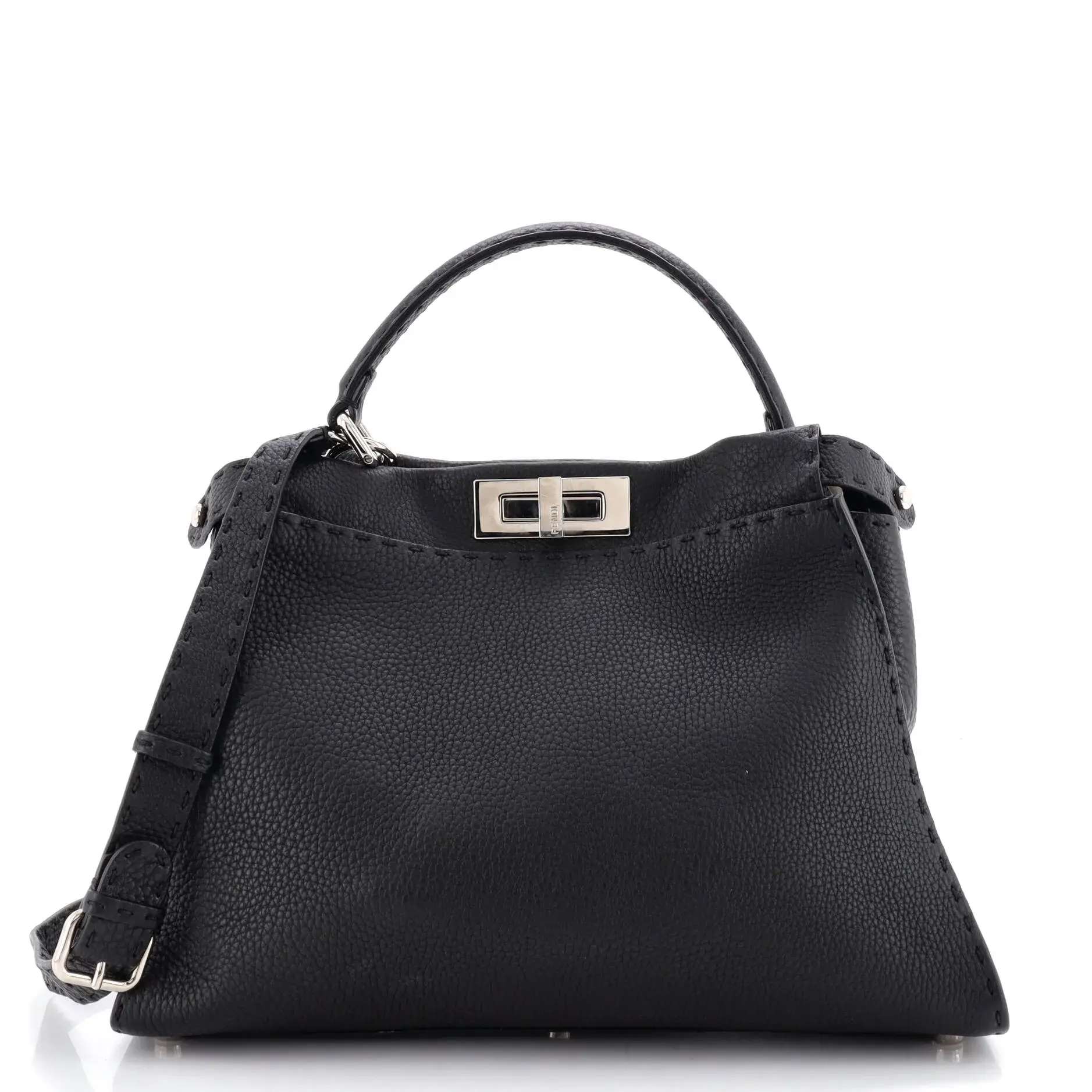 Pre-owned FENDI Leather Top Handle Bags Selleria Peekaboo Bag Medium by Rebag