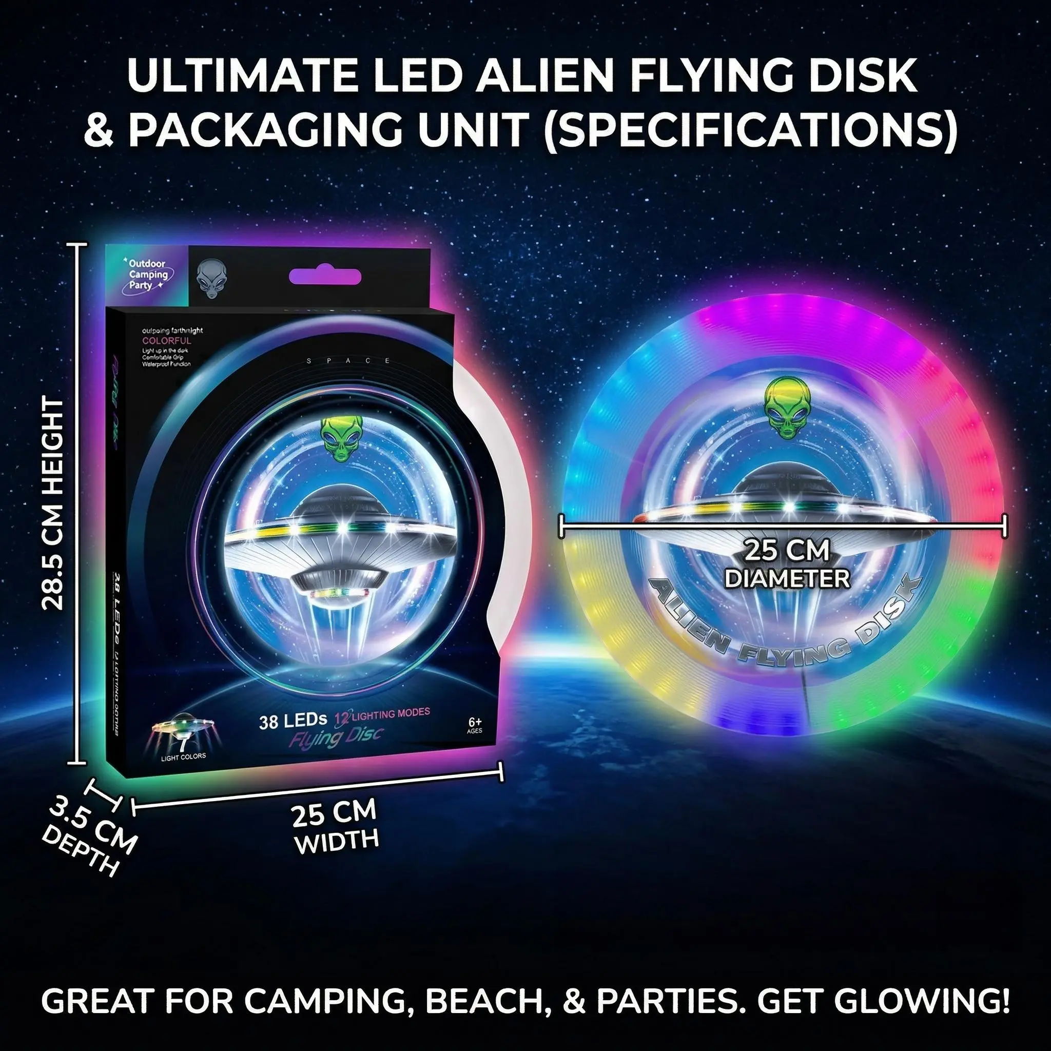 【Nomad Ridge】LED Flying Disc-10 Million Color 60 RGBLEDs,20 Modes,Chargeable, IP65Waterproof,175g,Soft Flying Discs, Adult/Men/Boys/Teens Birthday, Ideal for Outdoor,Lawn, Camping.Games, Gift Free Experess