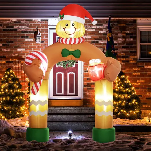 Outsunny Large Size 6-10ft Giant Inflatable Outside Christmas Decorations, Waterproof Synthetic Cloth Ornaments, LED Lighted Party Lighting Decoration, Garden Sculptures for Yard Home Decor