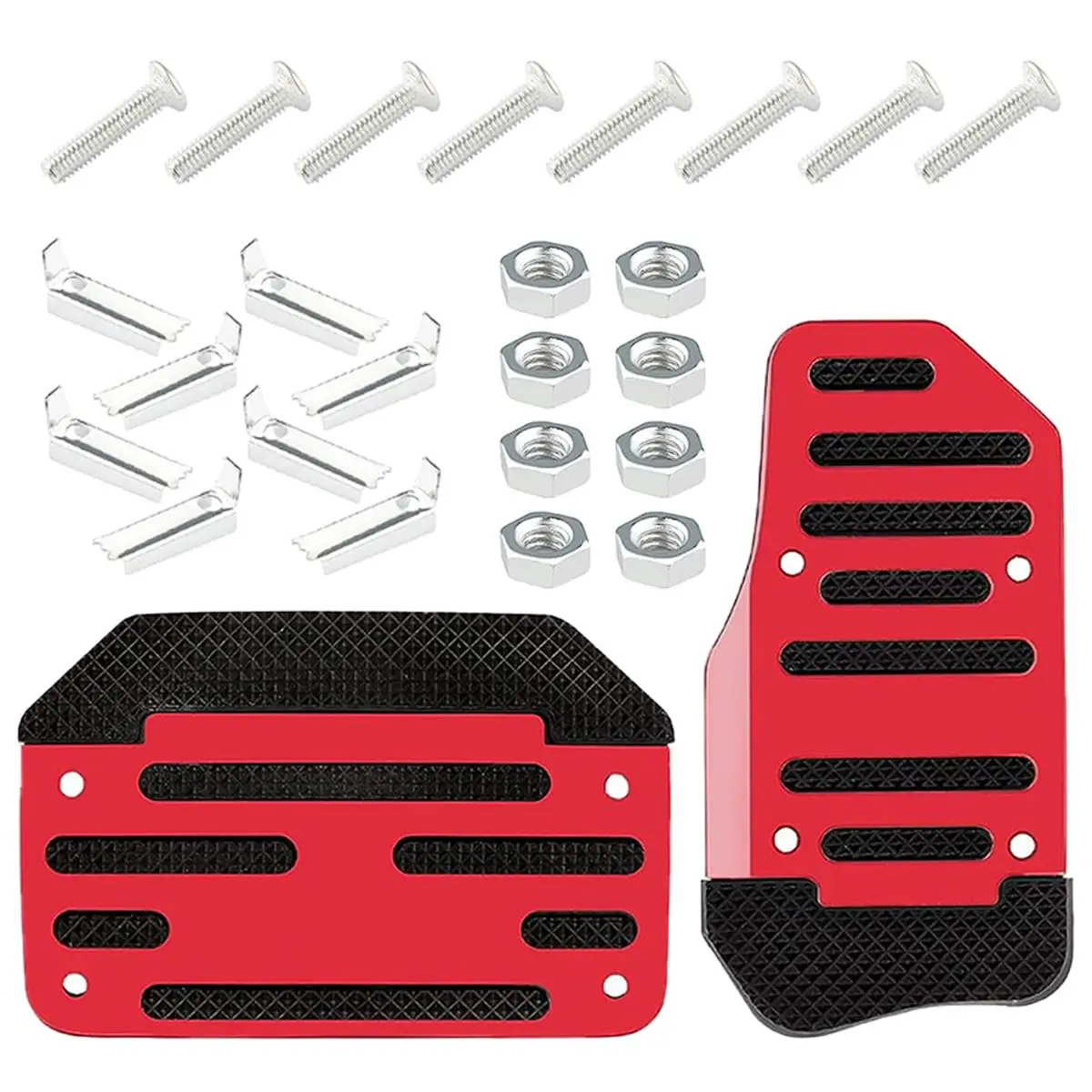 DIBMS 2PCS Non-Slip Car Pedal Covers, Automatic Transmission Gas Pedal Pads Kit, Aluminum Alloy Brake Pedals Set for Car Safety, Universal Replacement Accessories for Most Vehicles (Red)