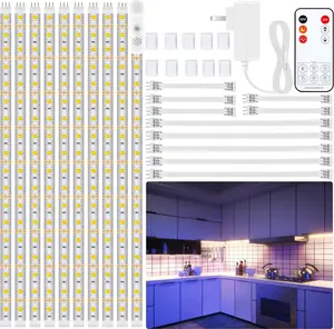 10 PCS Under Cabinet Lights Kit, Stick on Lights, Flexible Led Strip Lights with Remote and Power Adapter, for Kitchen Cabinet Shelf Desk Counter Corner, 4000K Neutral White, 16.4ft kitchencabinet lighting
