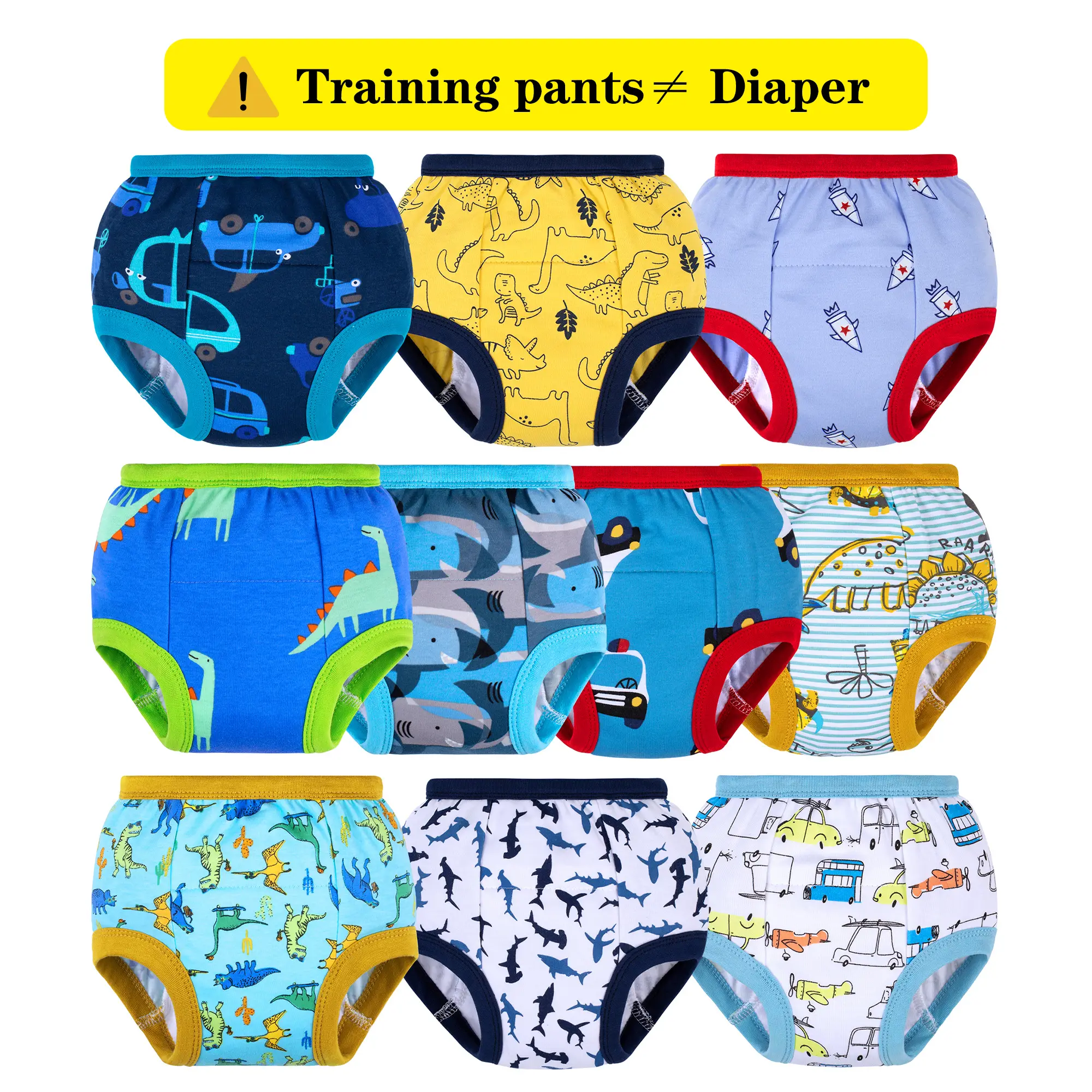 BIG ELEPHANT Toddler 10 Pack Potty Training Pants，Learning Pants for Boys