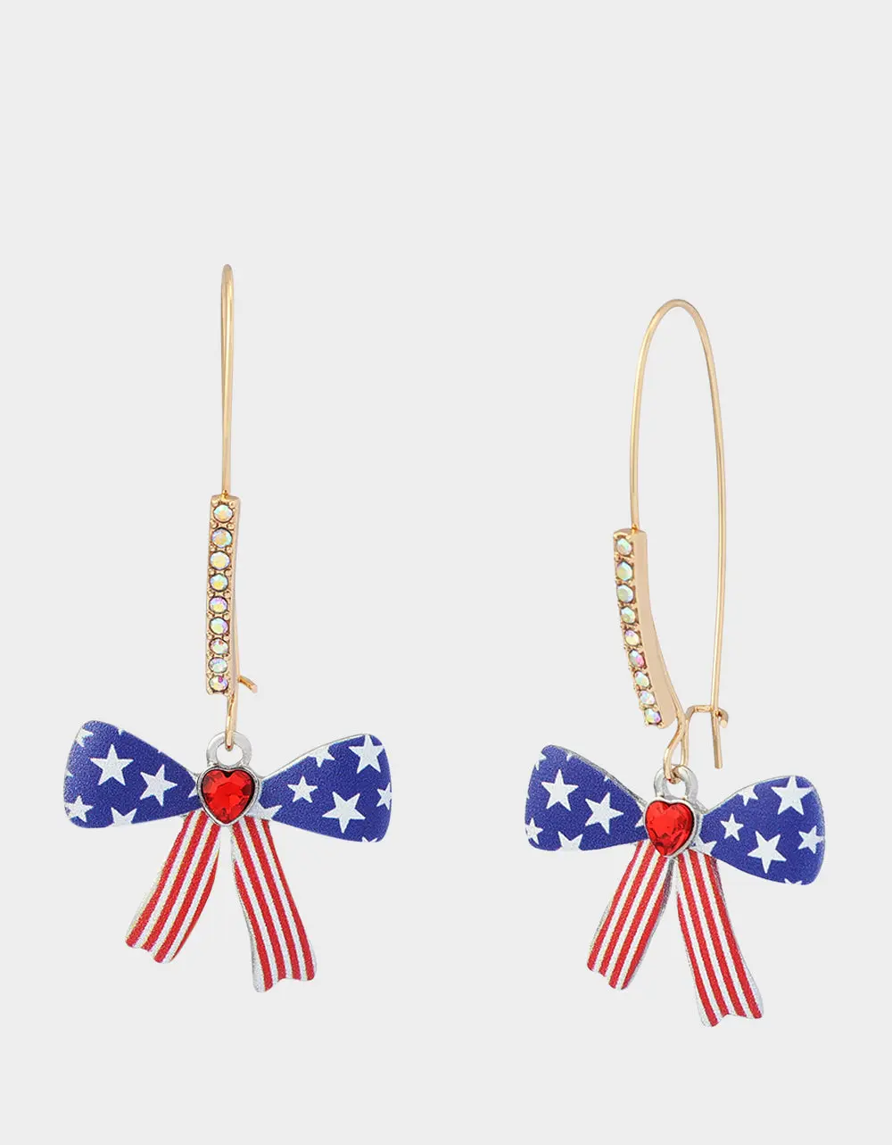 AMERICANA BOW SHEPHERD HOOK EARRINGS BLUE