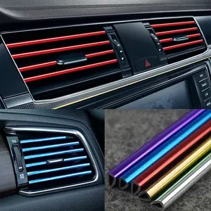 Car Air Conditioner Vent Outlet Trim Strip U Shape Chrome PVC Colorful Shiny Car Trim Strip for Car Decoration
