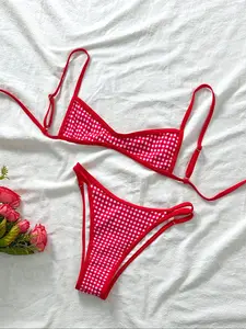 Printed Underwire Bikini Set, Plaid Print Bikini, Comfortable & Stylish Swimwear, Perfect for Beach Days, Trendy Women’s Swimsuit Design