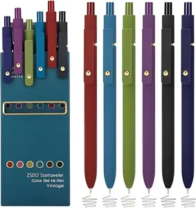 Colorful 0.5mm Fine Point Retractable Gel Pens – Smooth Writing & Sketching, Nursing School Supplies, Cute Vintage Colors, 12-Pack Gift Set