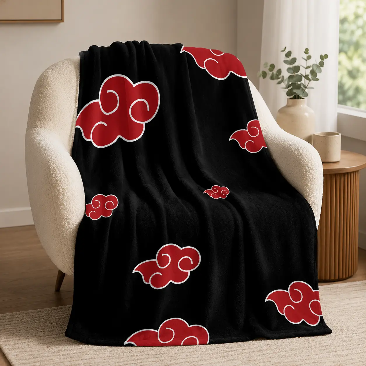 Anime Naruto Akatsuki Cloud Blanket Soft Warm Comfortable Throw Blanket for Bed Couch Bedroom Travel Gift