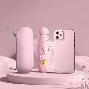 Mini Travel Umbrella Purse with Case Compact Lightweight UV UPF 50+ Sun Protection Windproof Portable Parasol for Women Men Kids 6 Ribs Fiberglass 10 oz Weight 5.5 inch Length 35" Canopy perfect packaging