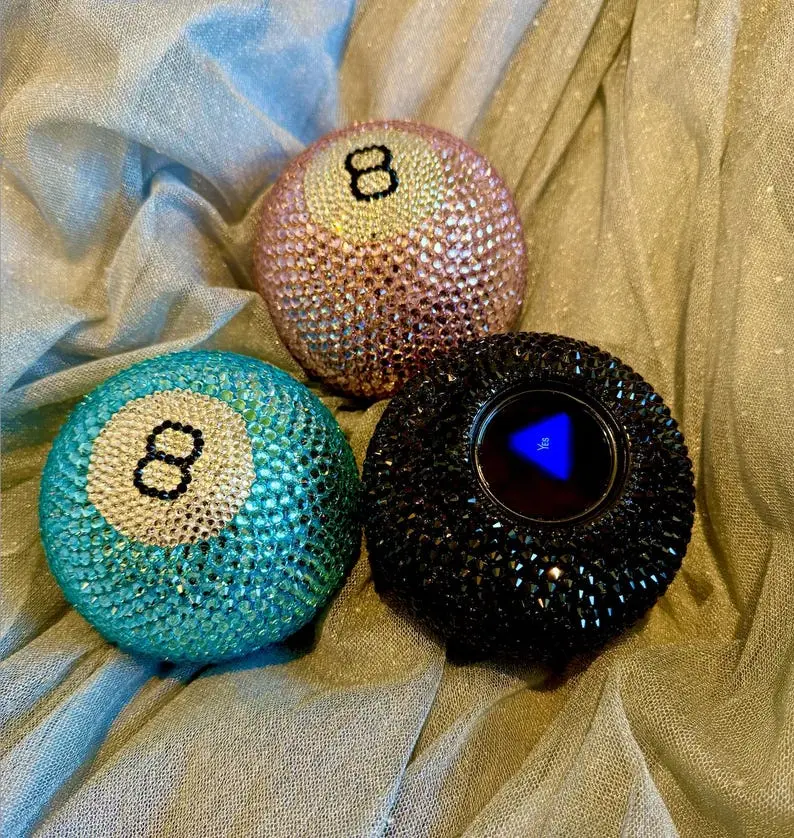 Bedazzled Vintage Magic 8 Ball - Handmade Art
